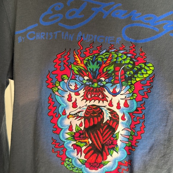 NWT ED HARDY KIDS LONG SLEEVE GRAYISH BLUE SHIRT💙 - Picture 2 of 5